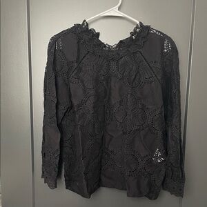 SEZANE Elegant Black Lace Women's Top